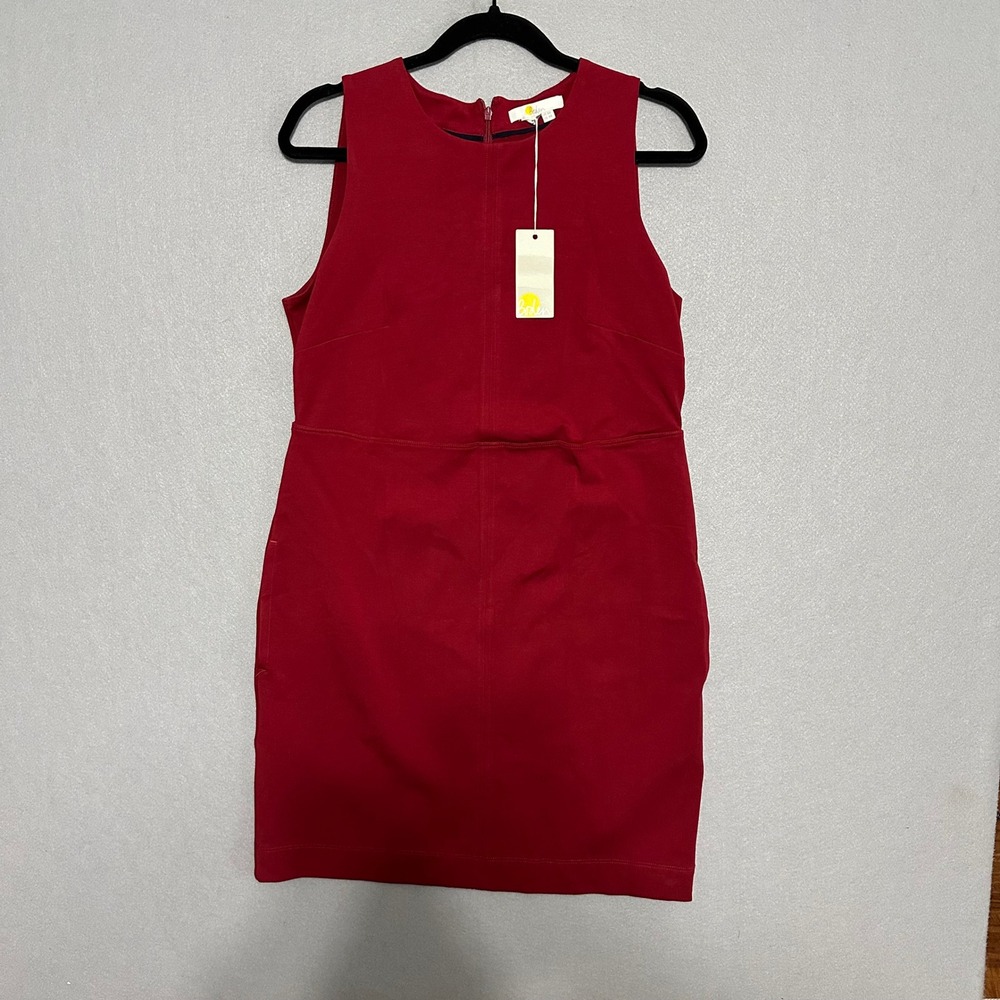 Boden Red Sleeveless Shift Dress Round Neck D0322 Size US 4R NEW